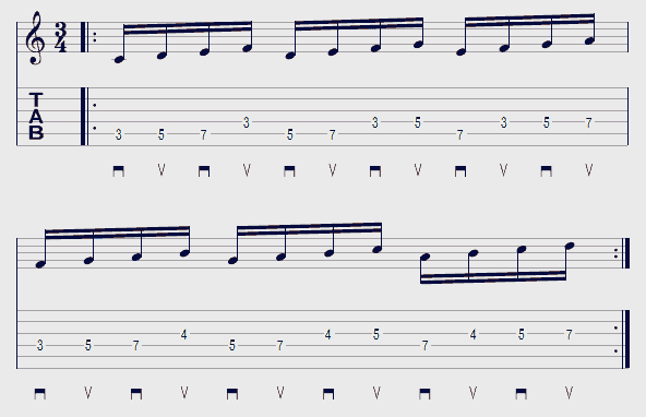 Tablature exercice médiator exemple 17